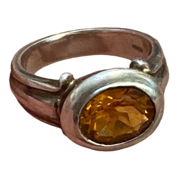 Vintage Sterling Silver Stamped Faceted Topaz ring - Picture 1 of 16